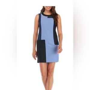 Calvin Klein Blue and Black color block Mini Dress sleeveless